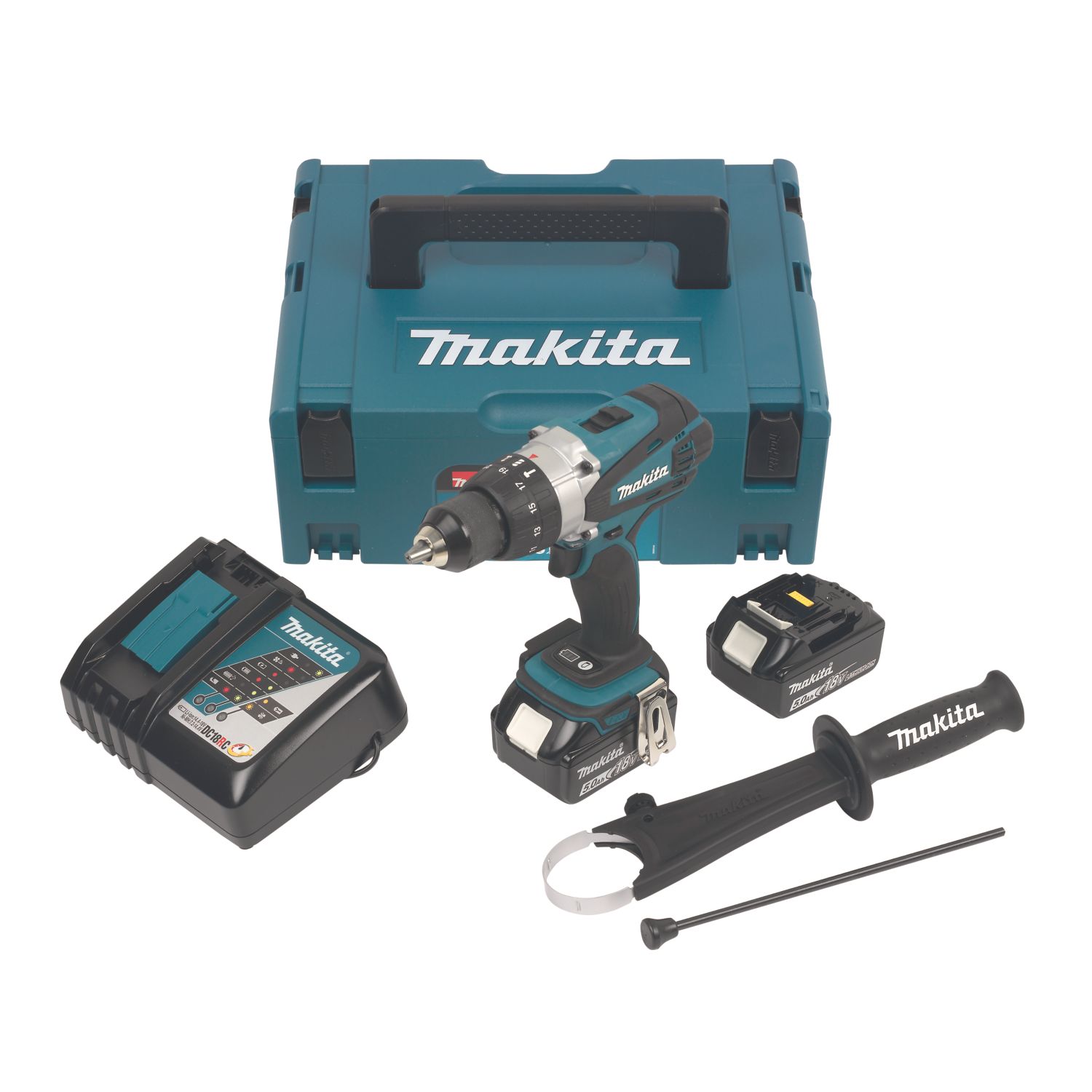 Makita DHP458RTJ 18V 2 x 5.0Ah Li-Ion LXT Cordless Combi Drill (818XJ)