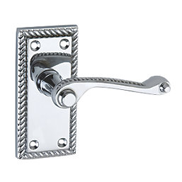 Smith & Locke  Fire Rated Latch Door Handles Pair Polished Chrome
