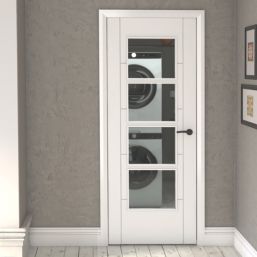 Green & Taylor  1-Clear Light Satin Painted White Wooden Ladder Internal Glazed Door 1981mm x 762mm