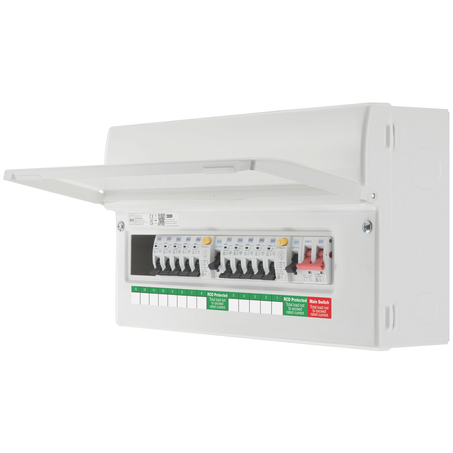 British General Circuit Protection 13-Module 10-Way Part-Populated High Integrity Main Switch Consumer Unit (819CY)