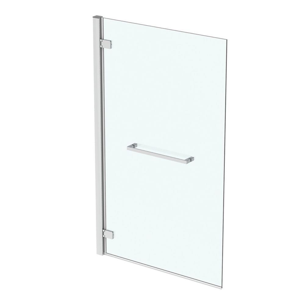 NRG 6mm Toughened Safety Glass Curved Pivot Shower Bath Screen with Towel Rail - 1400x800mm Chrome - 8
