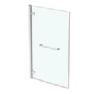 Ideal Standard i.life Frameless Silver Hinged Bath Screen w/ Towel Rail Right-Handed 900-925mm x 1505mm