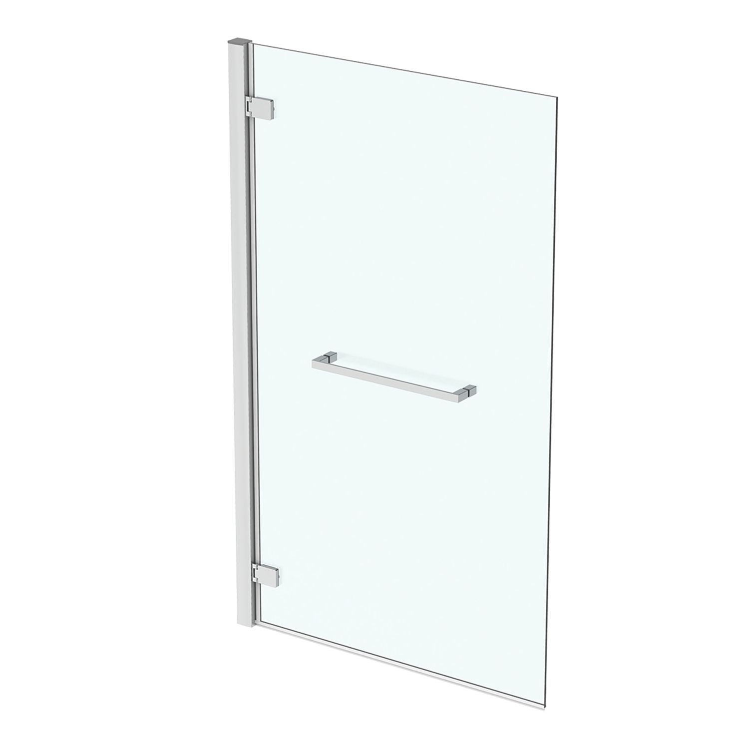 Ideal Standard i.life Frameless Silver Hinged Bath Screen w/ Towel Rail Right-Handed 900-925mm x 1505mm (819KU)