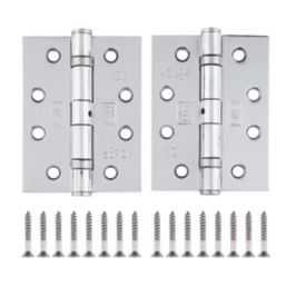 Smith & Locke  Polished Chrome Grade 11 Fire Rated Ball Bearing Door Hinges 102mm x 76mm 3 Pack