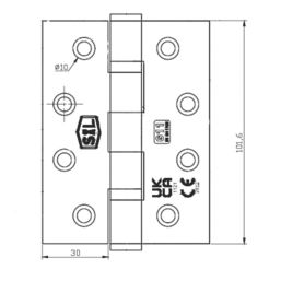Smith & Locke  Polished Chrome Grade 11 Fire Rated Ball Bearing Door Hinges 102mm x 76mm 3 Pack