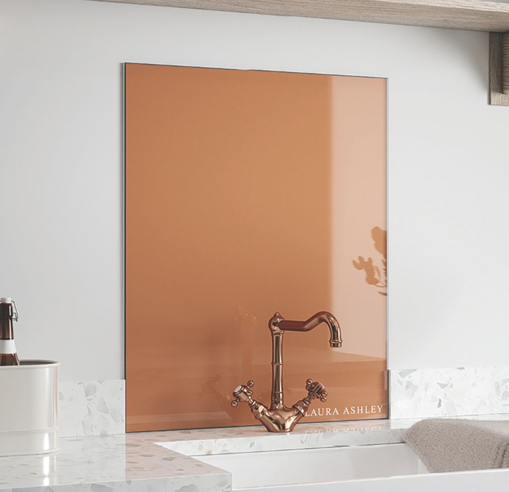 Laura Ashley  Copper Self-Adhesive Glass Kitchen Splashback 600mm x 750mm x 6mm