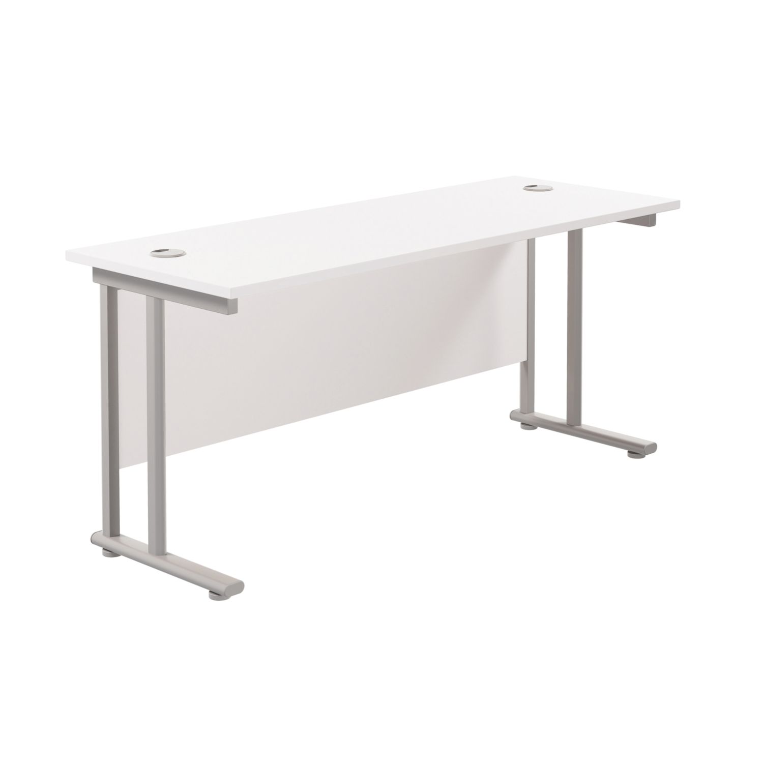 TC Group Aztec Twin Upright Rectangular Office Desk White/Silver 1800mm x 600mm (819TT)