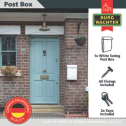 Burg-Wachter Swing Post Box White Painted Finish