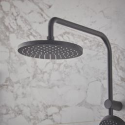 Hansgrohe Vernis Blend Showerpipe 200 HP Rear-Fed Exposed Matt Black Thermostatic Mixer Shower