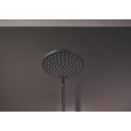 Hansgrohe Vernis Blend Showerpipe 200 HP Rear-Fed Exposed Matt Black Thermostatic Mixer Shower