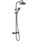 Hansgrohe Vernis Blend Showerpipe 200 HP Rear-Fed Exposed Matt Black Thermostatic Mixer Shower