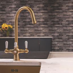 ETAL Bishop Traditional Cruciform Style 3-in-1 Boiling Water Kitchen Tap Brushed Brass