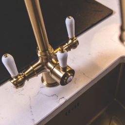 ETAL Bishop Traditional Cruciform Style 3-in-1 Boiling Water Kitchen Tap Brushed Brass