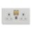 Varilight  13A 2-Gang SP Switched Socket + 3A 45W 2-Outlet Type C USB Charger Paintable with White Inserts