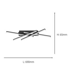 Eglo Vascella LED Rectangular Ceiling Light Black 20W 2500lm