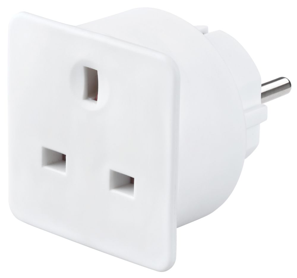 Masterplug 13A Unfused Travel Adaptor White - Screwfix