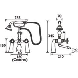 Bristan 1901 Chrome 345mm Deck Mounted Dual Control Manual Shower Mixer Tap