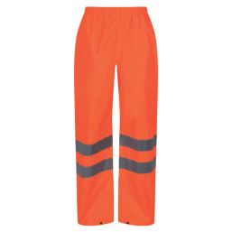 Regatta Pro Hi Vis Packaway Trousers Elasticated Waist Orange X Large 40" W 32" L