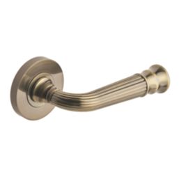 Designer Levers Whitby Lever on Rose Door Handle Pair Antique Brass