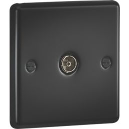 Knightsbridge  1-Gang Coaxial TV Socket Matt Black with Black Inserts