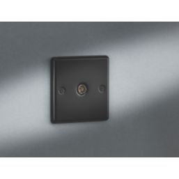 Knightsbridge  1-Gang Coaxial TV Socket Matt Black with Black Inserts