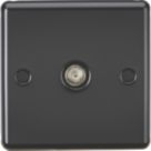 Knightsbridge  1-Gang Coaxial TV Socket Matt Black with Black Inserts