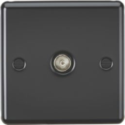 Knightsbridge  1-Gang Coaxial TV Socket Matt Black with Black Inserts