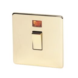 Crabtree Platinum 20A 1-Gang DP Control Switch Polished Brass with Neon