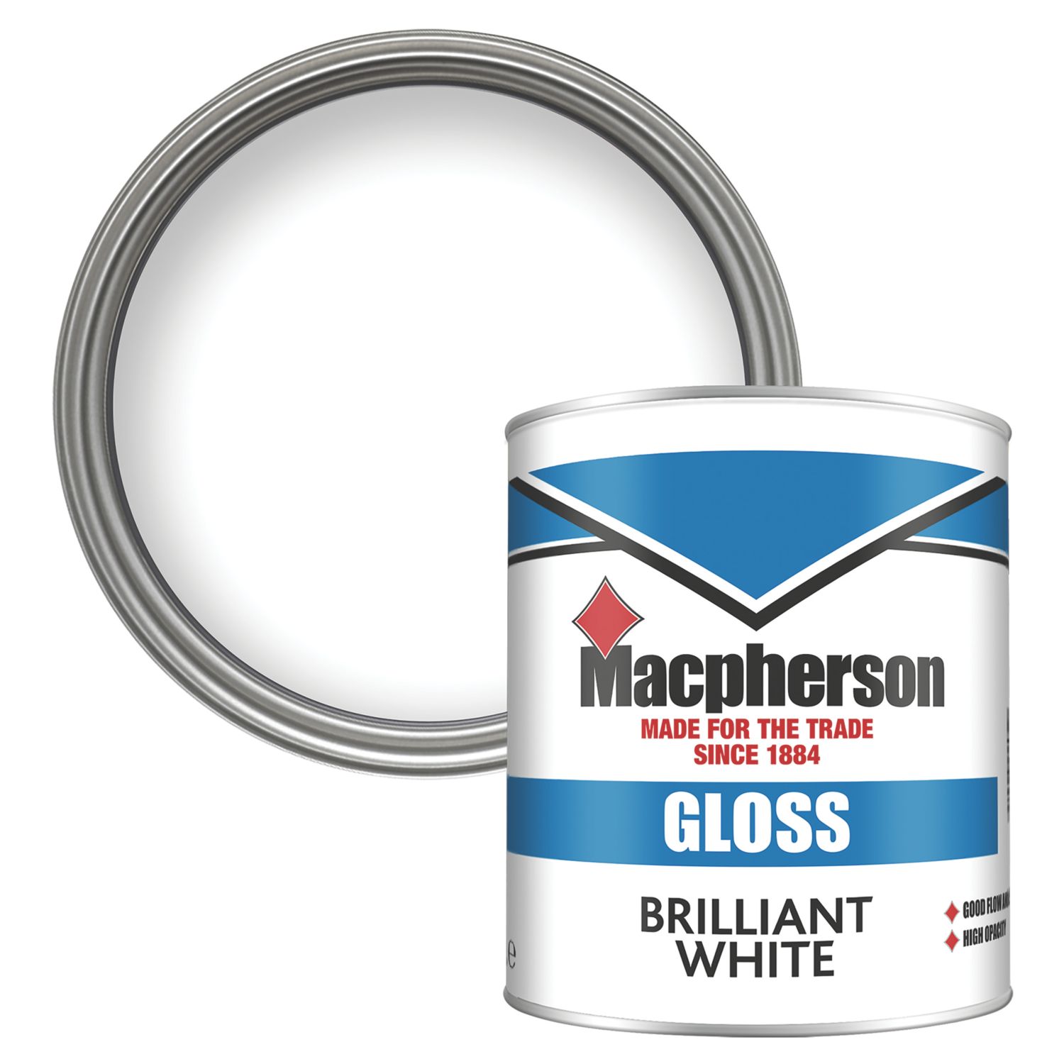 Macpherson 1Ltr Brilliant White Gloss Trim Wood & Metal Paint (821AJ)