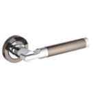 Smith & Locke Tenby Fire Rated Lever on Rose Door Handles Pair Chrome / Black Nickel