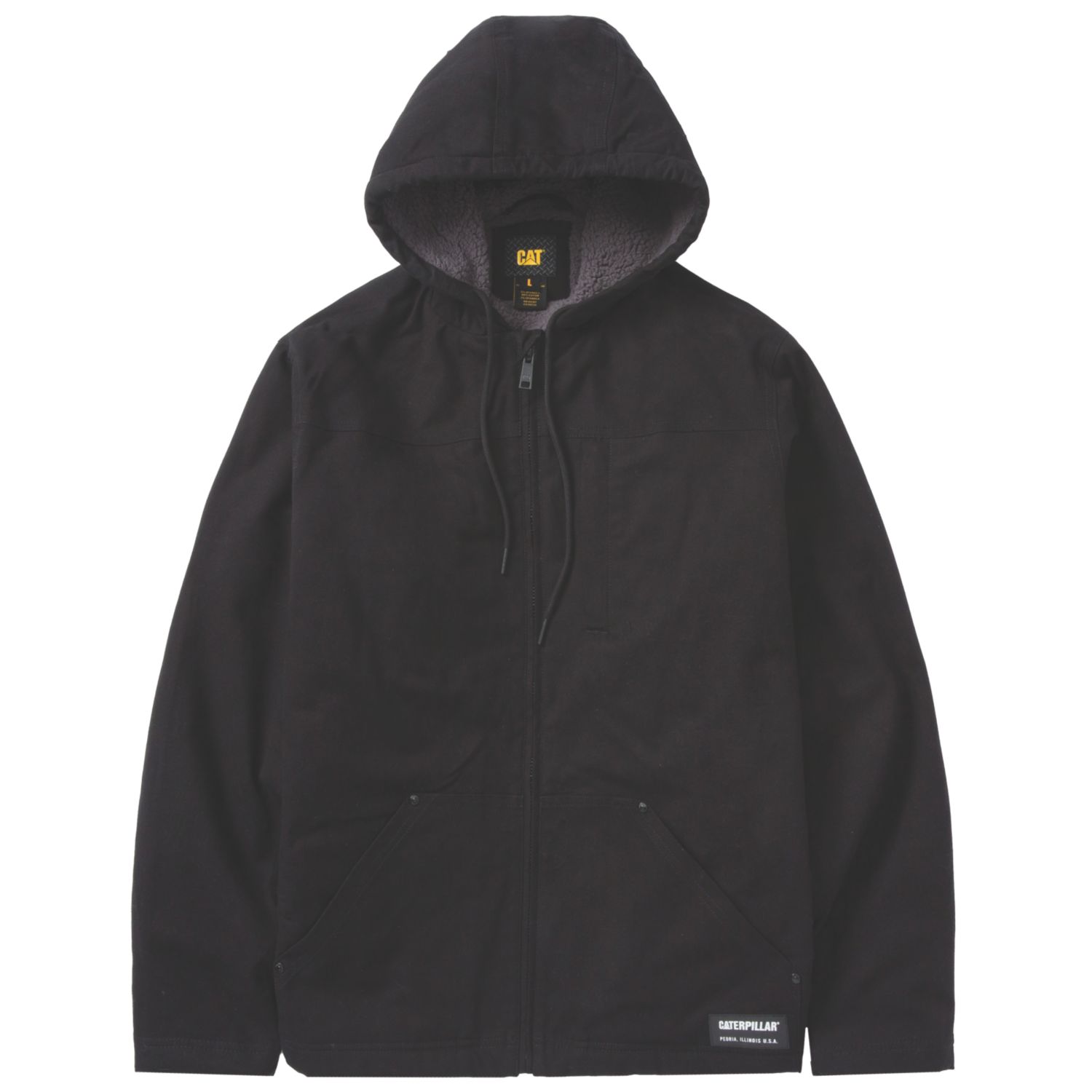 CAT Hooded Sherpa Lined Jacket Jackets Black Large 41" Chest (821XJ)