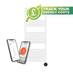 Masterplug 1320mm x 510mm 3412BTU White Flat Electric Towel Radiator