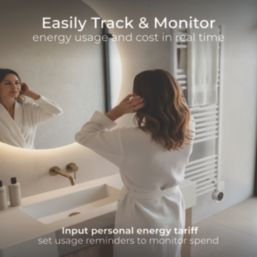 Masterplug 1320mm x 510mm 3412BTU White Flat Electric Towel Radiator