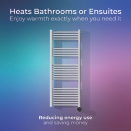 Masterplug 1320mm x 510mm 3412BTU White Flat Electric Towel Radiator