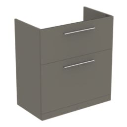 Ideal Standard i.life A Floorstanding Vanity Unit With Chrome Handles & Basin Matt Quartz Grey 840mm x 460mm x 868mm