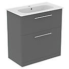 Ideal Standard i.life A Floorstanding Vanity Unit With Chrome Handles & Basin Gloss White 840mm x 460mm x 868mm