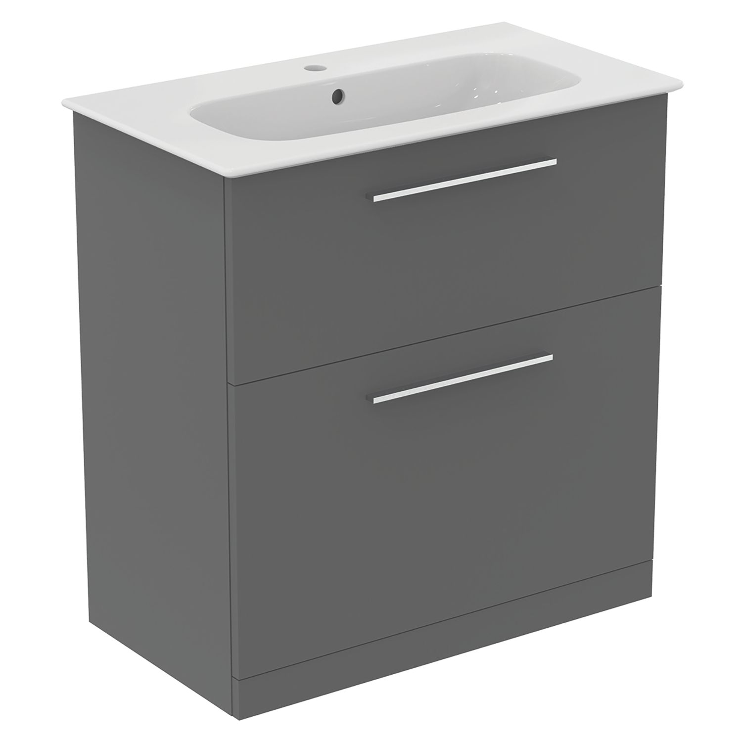 Ideal Standard i.life A Floorstanding Vanity Unit With Chrome Handles & Basin Matt Quartz Grey 840mm x 460mm x 868mm (822HM)
