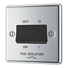 LAP  10AX 1-Gang 3-Pole Fan Isolator Switch Polished Chrome  with Black Inserts