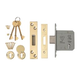Smith & Locke Fire Rated  5 Lever Brass Deadlock 76mm Case - 57mm Backset