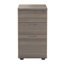 TC Group Essentials 3-Drawer Desk Pedestal Grey Oak 404mm x 800mm x 730mm