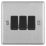 LAP  10AX 3-Gang 2-Way Light Switch  Brushed Stainless Steel with Black Inserts