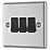 LAP  10AX 3-Gang 2-Way Light Switch  Brushed Stainless Steel with Black Inserts