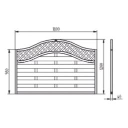 Forest Prague  Lattice Curved Top Fence Panels Natural Timber 6' x 4' Pack of 6