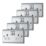 British General Nexus Metal 13A 2-Gang DP Switched Plug Sockets Polished Chrome  with White Inserts 5 Pack