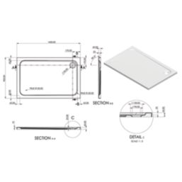 Essentials Rome Rectangular Shower Tray Gloss 1400mm x 900mm x 45mm
