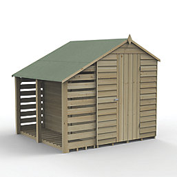 Forest 4Life 7' x 7' (Nominal) Apex Overlap Timber Shed with Lean-To & Assembly
