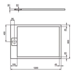 Ideal Standard i.life Ultraflat S Rectangular Shower Tray Jet Black 1200mm x 800mm x 30mm