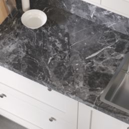 Wilsonart Matt Black Marble Effect Laminate Upstand 3000mm x 100mm x 20mm