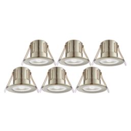 Saxby CosmosEco V3 Fixed  Fire Rated LED Recessed Downlights Satin Nickel 6W 500lm 6 Pack