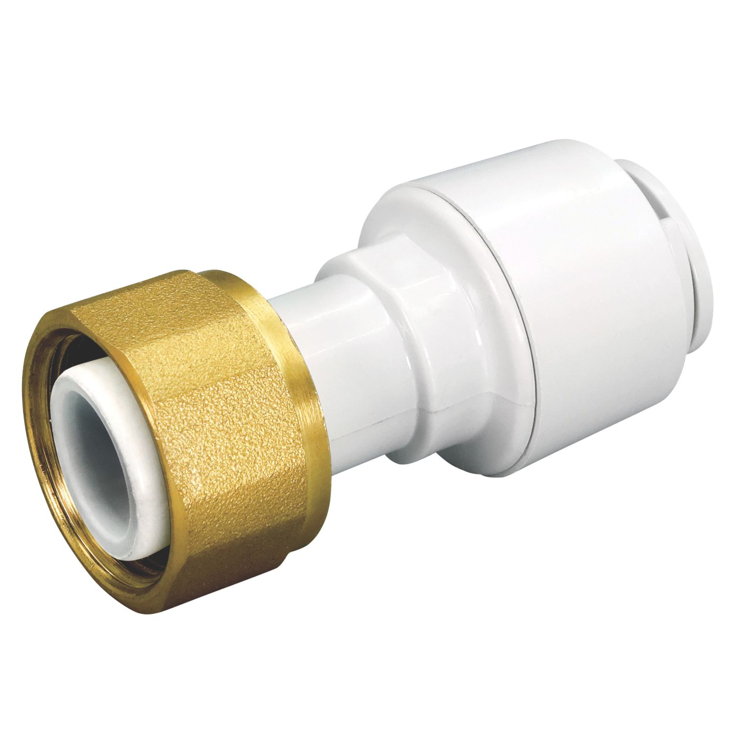 FloPlast FloFit+ Plastic Push-Fit Straight Tap Connector 15mm x 3/4" (823RF)